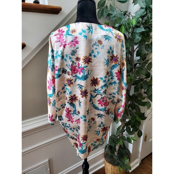 Beautifully Couture Women Floral Polyester Long Sleeve Open Front Kimono Small - Picture 7 of 13